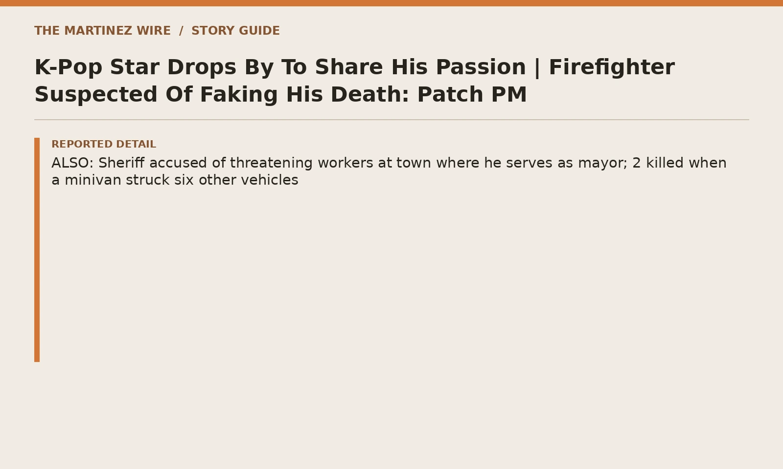 Story guide: details named in the linked reporting