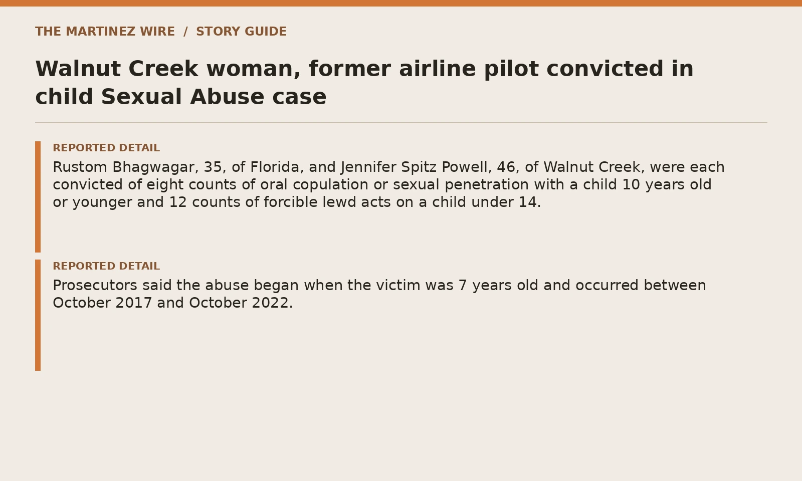 Story guide: details named in the linked reporting