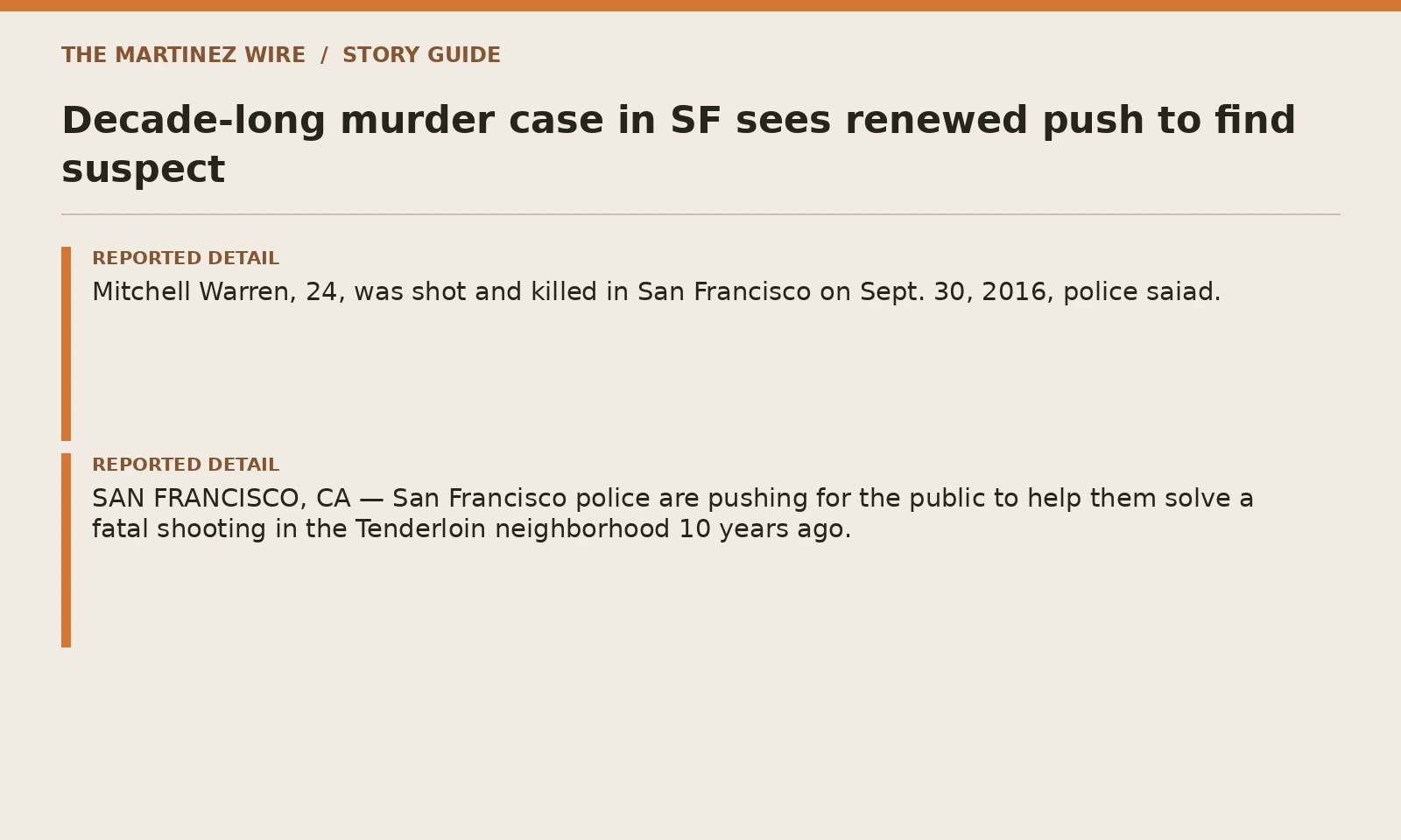 Story guide: details named in the linked reporting